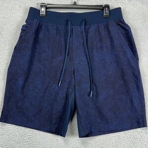 Lululemon 9 Inch The Linerless Shorts Mens Large Midnight Blue Drawstring Logo